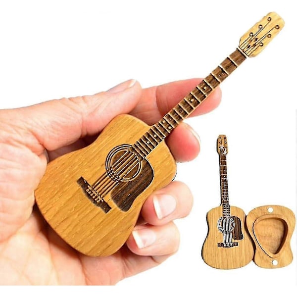 Akustisk gitarrplektrumbox i trä, gitarrbox för plektrum, gitarrplektrumhållare, present till gitarrspelare akustisk gitarrplektrumbox i trä med ställ 1pcs
