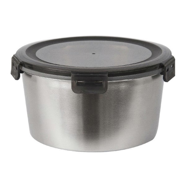 304 Rustfritt Stål Rund Matboks med Lokk Kjøleskap Fersk Mat Bento Boks Matbolle, 2200ML