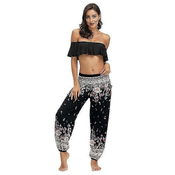 Dame Harem Bukser, Høj Talje Yoga Boho Bukser Med Lommer style 5