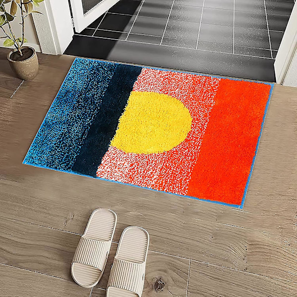 Tflycqbathroom Mattor Färgglad Abstrakt Badrumsmatta 50 x 80 cm Absorberande Halkfri Dörrmatta Badkar Solnedgång Golvmattor Maskintvättbar - Röd Gul
