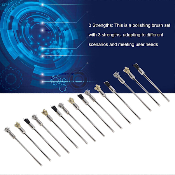 15 stk./sett stålbørster i nylon og messing for polering av trådbørster for fjerning av grader og støv, 100 mm