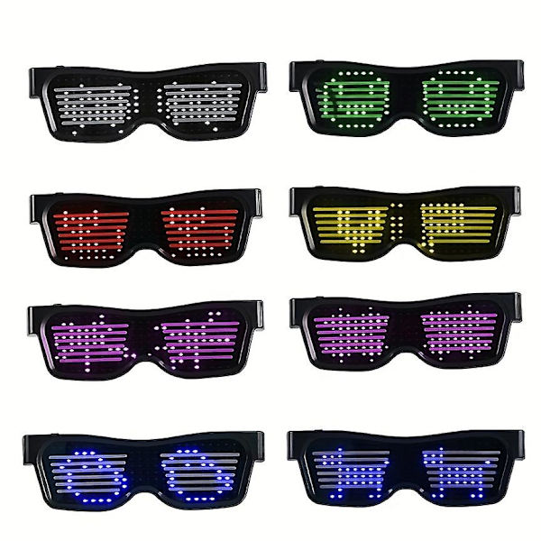 1 st, LED-glasögon Skärmfestvisning, LED-display Smartglasögon, USB-uppladdningsbara glasögon för natten Red