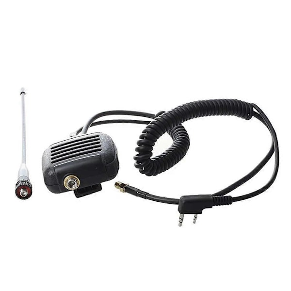 Til 2-Pin Radio Håndholdt Højttaler Dobbelt PTT Mikrofon med Dobbelt Bånd SMA-Hun Antenne til