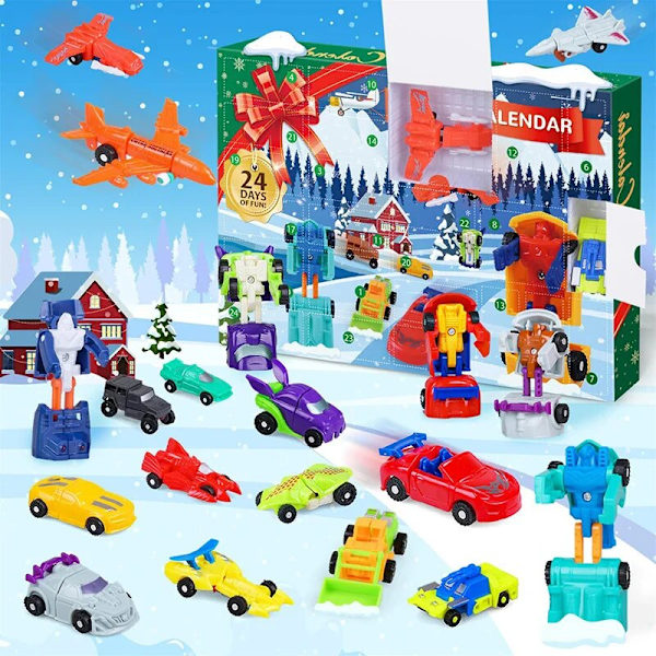 Bil Adventskalender 2023 Pojke, Deformationsbil Adventskalender Barn, Billeksaker Adventskalender för Son Sonson Barn Pojkar Brorson,