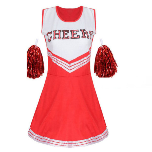 Cheerleading maskeraddräkter uniformer high school cheerleading kostymer red XS