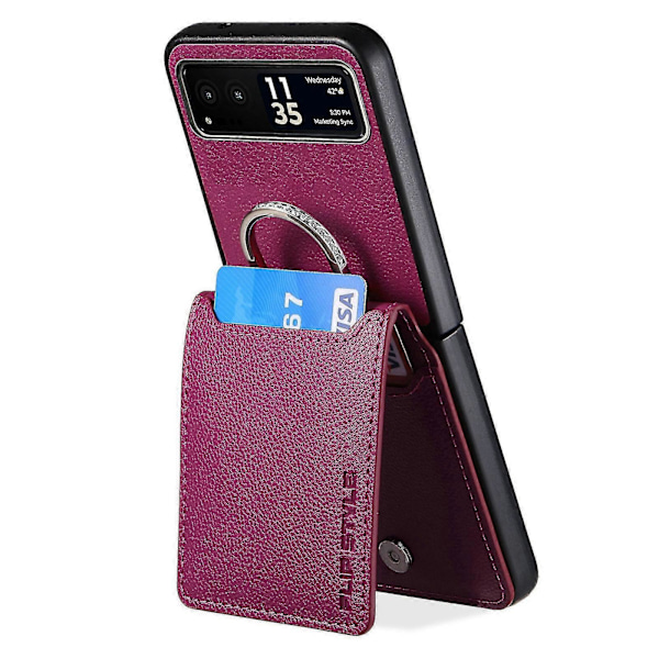 Läderfodral med Litchi-textur för Motorola Razr 40 Purple
