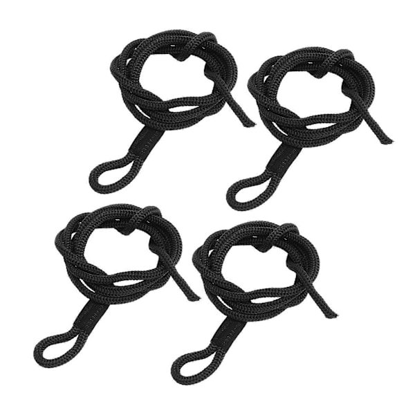 4 stk. fortøyningsline 1,5 m lang, høyfast polyester, slitesterk båtfender tau for marinebruk, svart