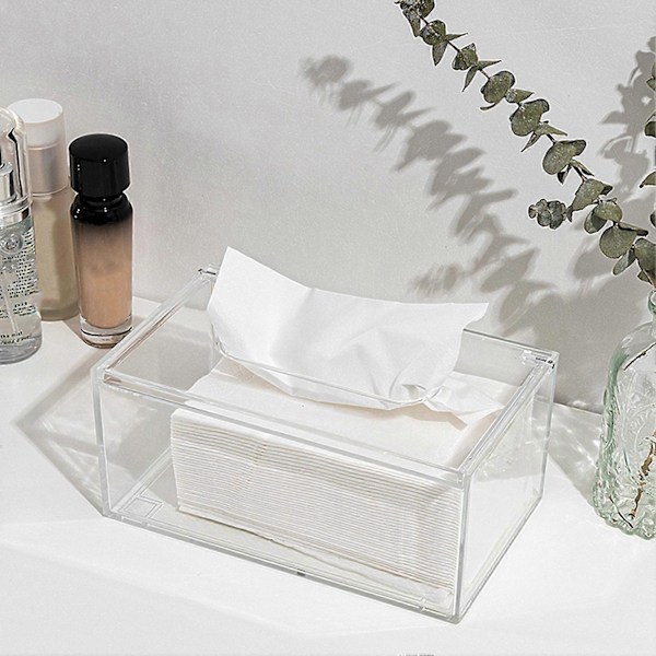 Vattentät Tissue Box Transparent Synlig Akryl Klar Servett Pappersförvaringslåda Hemorganisatör Daglig Användning