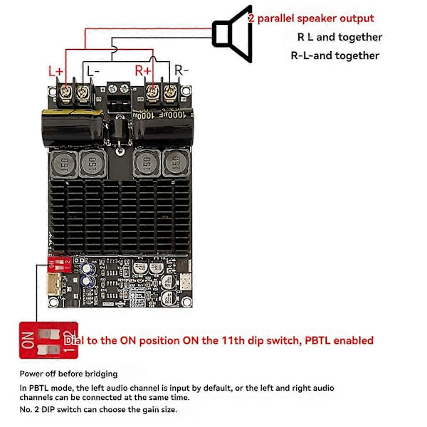 Digital Förstärkarkortsmodul 2001 Ren Bakre Steg Högeffekt TPA3221 Stereo 100Wx2 Brygga Mono 200W Modul