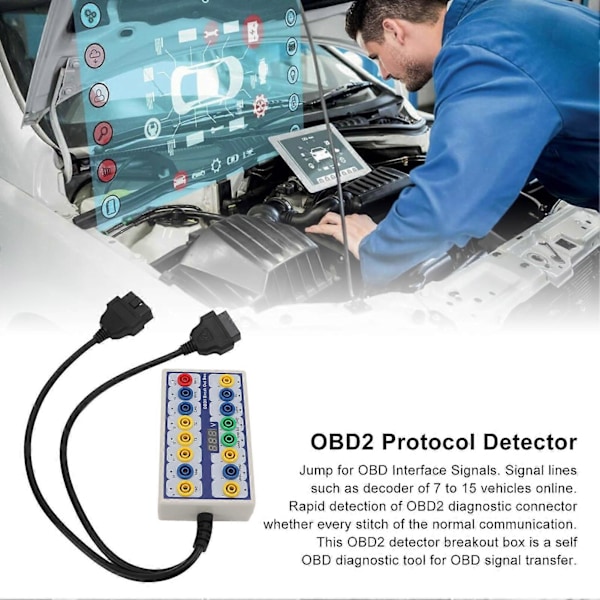 OBDII Breakout Box OBD2 Protokolldetektor med Diagnostikkabel Universal för Bil OBD Linjesignalöverföring
