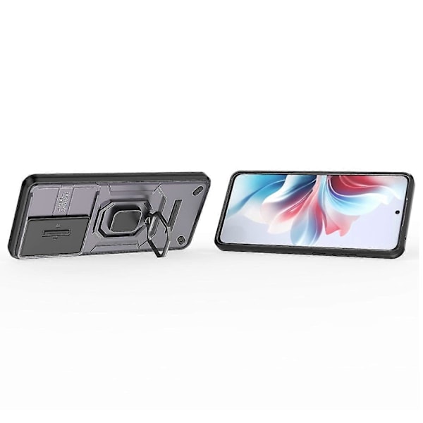 Til Oppo Reno11 F 5G Cover Ring Støtteben PC+TPU Bagside med Skyde Kamera Dækning - Lilla Purple