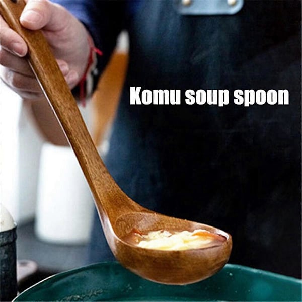 1 kpl Puinen Suuri Kapasiteetti Keittolusikka Keittiökäyttöön Lusikka Kestää Korkeita Lämpötiloja Kätevä ja Kestävä A