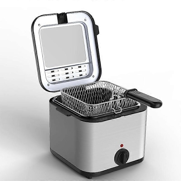 Elektrisk Frityrkoker Rustfritt Stål AC 1000W Multifunksjonell Frityrkoker Kjøkkentilbehør med Kurv EU Plugg 220V 230V
