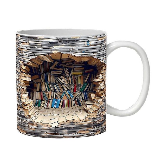 3D Bokhylla Mugg - En Bibliotekshylla Kopp, Multifunktionell Bibliotek Bokhylla Mugg, Kaffe Mugg för Bokälskare, Coola Presenter För Bokmalmar style 3