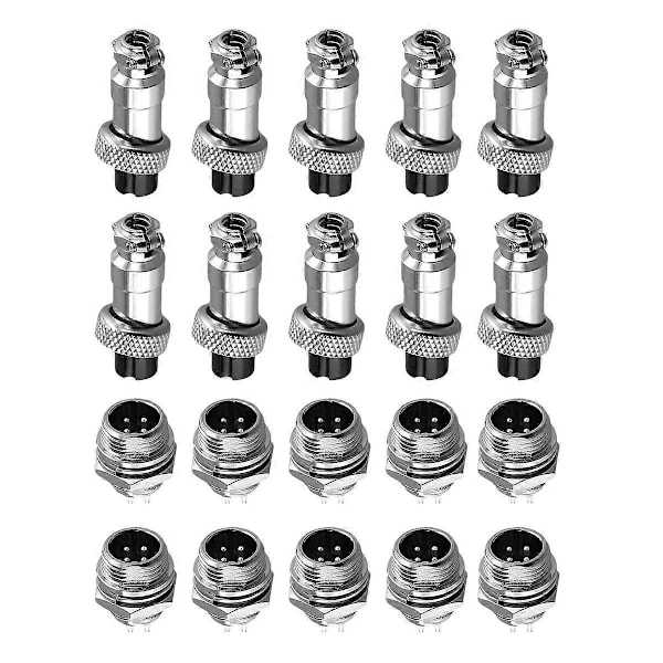 10 sarjaa M12 4-nastainen 12 mm ilmailuliitin uros + naaras pyöreä ilmapistoke sähköjohtopaneeliliitin
