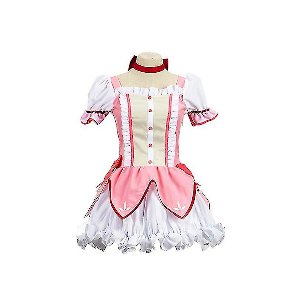 Puella Magi Madoka Magica Magical Girl Kaname Madoka Cosplay Kostym Kort Balklänning Med Rosetter Men size L
