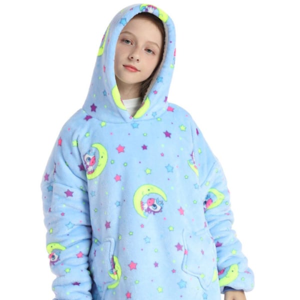 Fleecefodrad Filttröja Varm Sherpa Oversized Stjärnfickor Loungewear Nattkläder För Flickor Pojkar Tonåringar Moon Horse