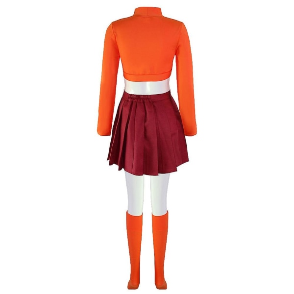 Anime Velma Cosplay Kostym Filmkaraktär Orange Uniform Halloween Kostym För Kvinnor Flickor Cosplay Kostym Peruk long version XL