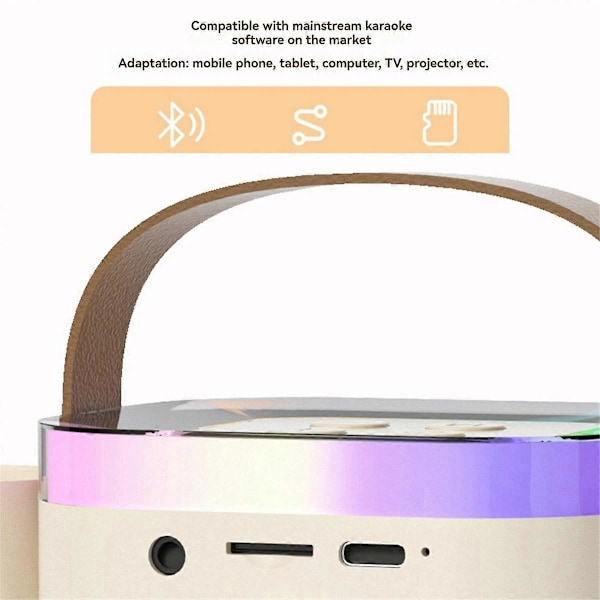 Trådlös Karaokemaskin med Bluetooth-högtalare, Mikrofon och LED-lampor Dubbel Mikrofon Hem Bluetooth-högtalare, B