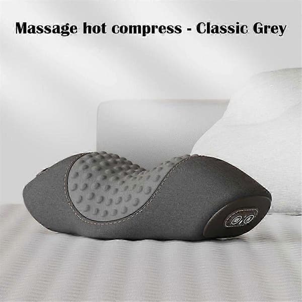Elektrisk Massageapparat Cervical Kudde Varm Kompress Vibration Massage Nackdrag Avslappning Sovande Memor-Yvan