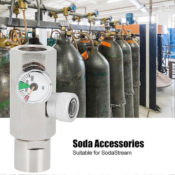 CGA320 Soda Adapterventil med 3000psi Måler Hun TR21-4 Sølv Kobling for SodaStream