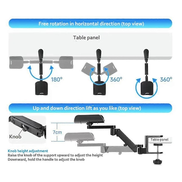 Justerbart armstöd i metall Handledsstöd Förlängd musmatta Armstöd för dator Ergonomisk handkomfort Silver
