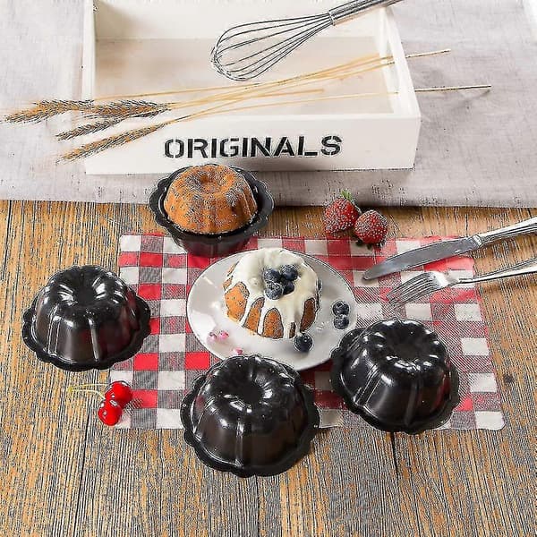 Mini Kransform Kakform 10cm 4 Tum Rund Bakform Non-stick Kakformar - 4-pack -z