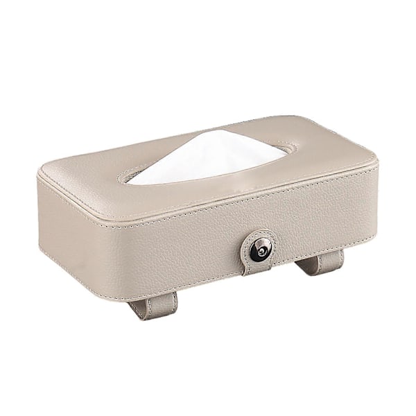 Bil Tissue Box Konstläder Hängande Solskydd Servetthållare för Baksäte Takfönster Handskfack Beige