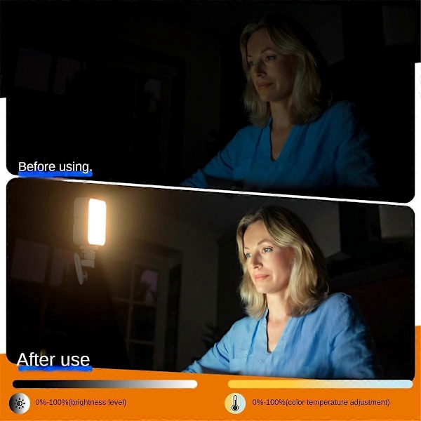 LED Lomme Lampe Bærbar Oppladbar Mini Fyllelys for Videoopptak Sminke Kamera Laptop Selfie Lys, B