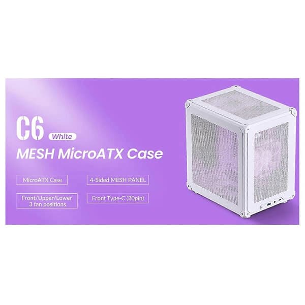 C6 MATX Mini ITX Chassi PC-Chassi Portabelt Skrivbords Mesh Chassi Dator PC Mini Dator Chassi Svart