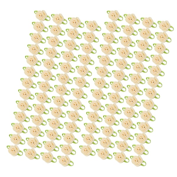 450 st Mini Rosett Ros Dekoration Rosettblomma med Blad Ornament för DIY Sömnad Hantverk Beige