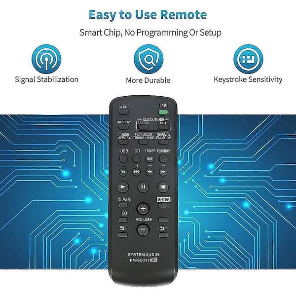 Erstatningsfjernkontroll -SCU37B for Mini HI-FI Komponent System -SH2000 -SH2000 -BX3 -BX30R HCD-CBX3 MHC-EX600