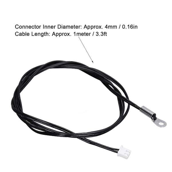 10 stk. NTC Termistor Probe Temperatur Sensor Rund Lug Koldpresset Terminal Konnektor 1 meter 5K B3470