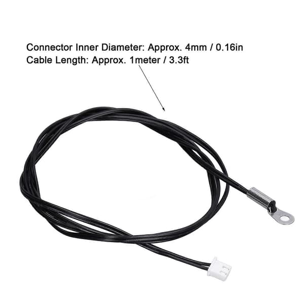 10 stk. NTC Termistor Probe Temperatursensor Rund Lug Kaldpresset Terminalkontakt 1 meter 5K B3470