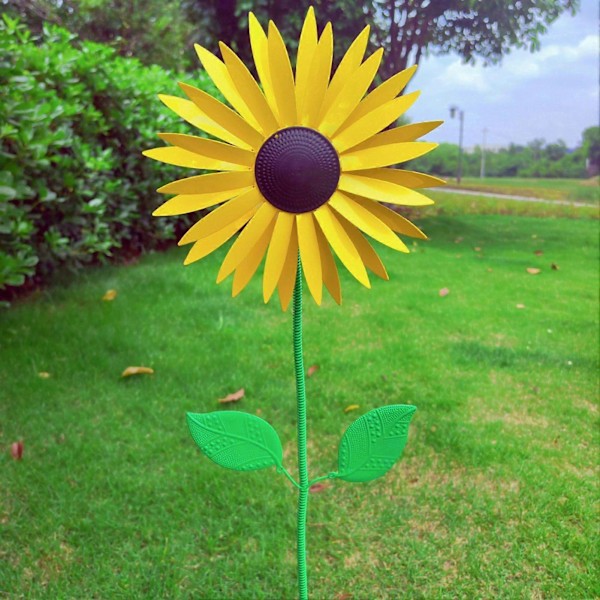 Solsikke Vindspinder Have Dekoration Metal Solsikke Ornament 3D Stående Blomst Spinder med Spyd til Gårdhave Plæne