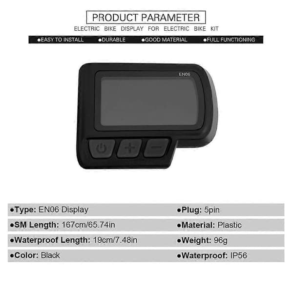24V 36V 48V Ebike Panel LCD-display med USB för Elektrisk Cykel Scooter EN06 med SM-kontakt