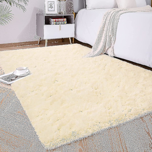 Knfe Mjuka fluffiga mattor för sovrum barnrum Plysch Shaggy Nursery Matta Pälsig kastmatta för pojkar Gi-4 * 5,2 fot-beige