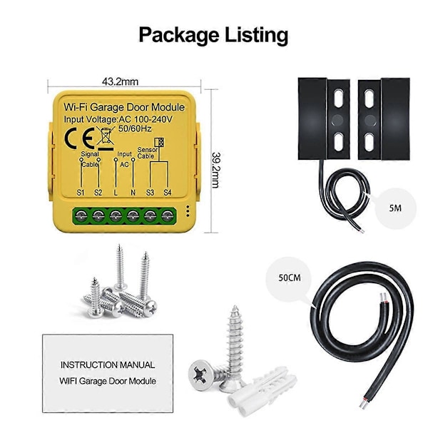 Tuya Garageportåbner Kontrolmodul Fjernbetjening Switch Smart Life App Arbejd med Alexa Home Assistant Zigbee