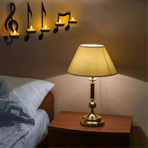 1 st Musiknot Ljushållare Svart Musiknot Vägglampa Vintage Konst Musikalisk Notstil Ljushållare Järnstil 1