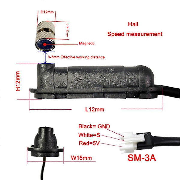 Elektrisk Sykkel KT Ekstern Hastighetssensor KT-BS-1 Hastighetssensor, 3 Ledere