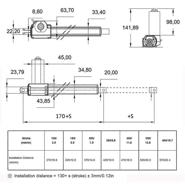 150mm Slaglengde Elektrisk Lineær Aktuator Løfter for Sofa Sjeselong Motor Massasjeseng Bruk