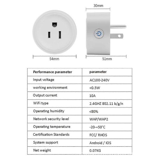 Smart Målerstik Stemmestyring Fjernbetjening 10A Direkte Tilslutning Wifi Målerstik