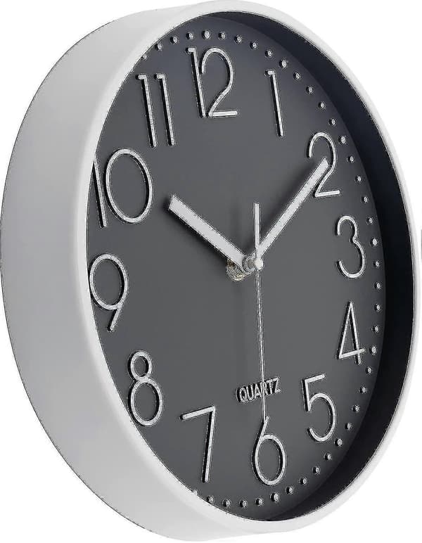 Väggklocka Tyst 30 cm Stor Icke Tickande Väggklockor För Kök Vardagsrum Sovrum Silver