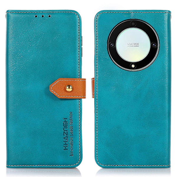 Khazneh For Honor Magic 5 Lite 5g /x9a 5g / X40 5g Guldknap PU Læder Ko Læder Tekstur Telefon Stand Case Wallet Cover Blue