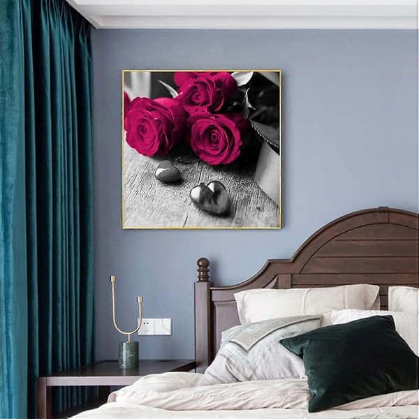 6-Dels DIY 5D Kit for Voksne, Full Diamant Rhinestone Maleri Rose Diamant Bilde Veggdekorasjon