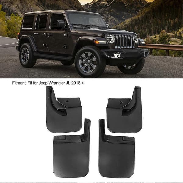 4 stk. Bil Mudflaps Mudguard Mud Flap Guards Skjermer Passer for Jeep Wrangler JL 2018 +