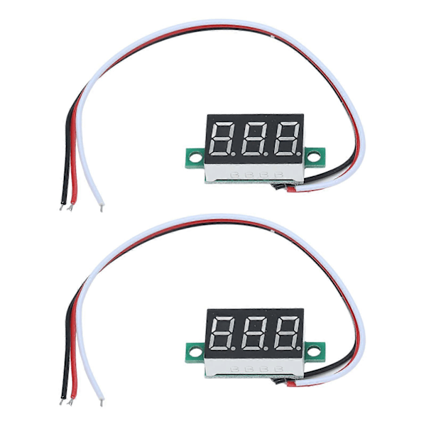 2 st Mini Digital Voltmeter 3 Trådar DC Spänningstestare 0.36in LED 0.00V?30.0V Omvänd Polaritetsskydd