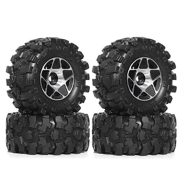 4 stk. 57mm 1.0 tommer Metal Beadlock Hjul Dæk Sæt til 1/18 1/24 RC Crawler Bil TRX4M SCX24 AX24 FCX24 Sort