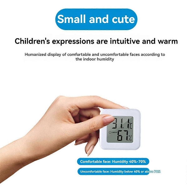 1207 Mini Elektronisk Temperatur- och Luftfuktighetsmätare Biltermometer med Smiley-display Hushålls Termometer för Inomhusbruk