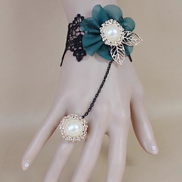 Unikt Handsele Armband Elegant Rosdekor Svart